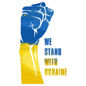 We Stand With Ukraine Fist Ukraine flag Letters